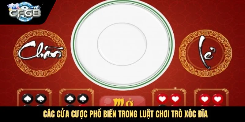 Các cửa cược phổ biến trong luật chơi trò xóc đĩa